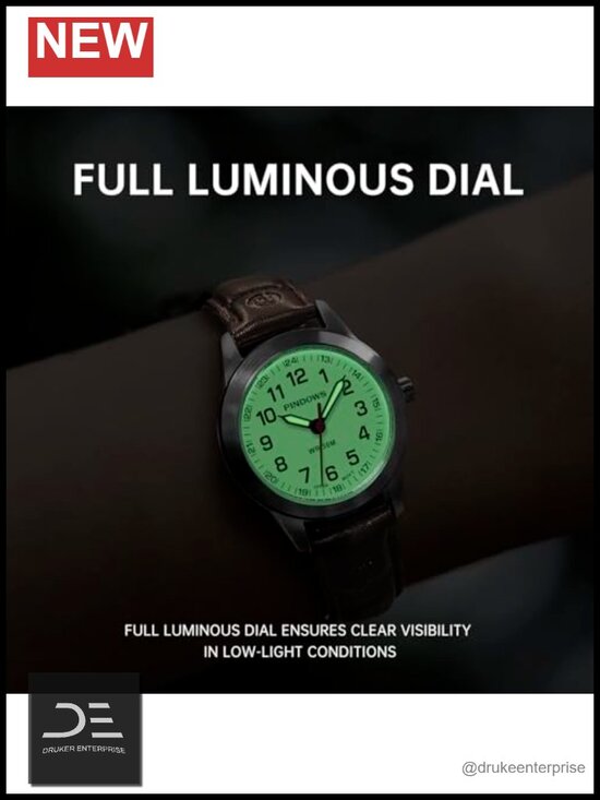 Slim Minimalist Quartz Analog Watch, Gold-Tone Case with Leather Strap, Elegant